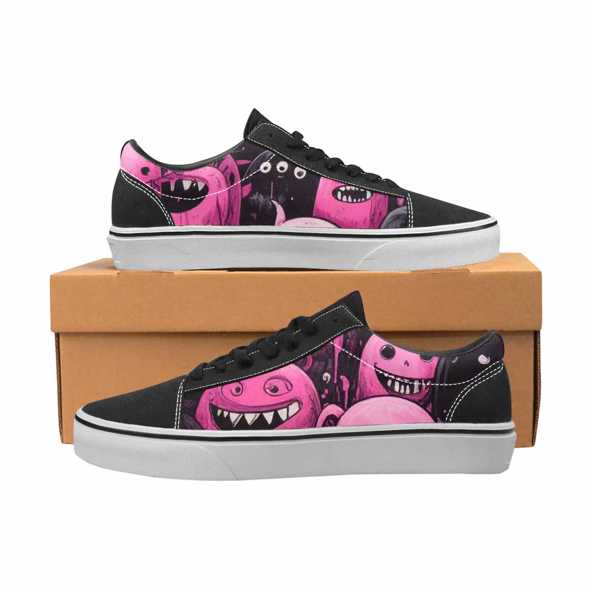 WOMEN'S Monsters (general) Lace-Up Canvas Kaleidoscope Custom Sneakers