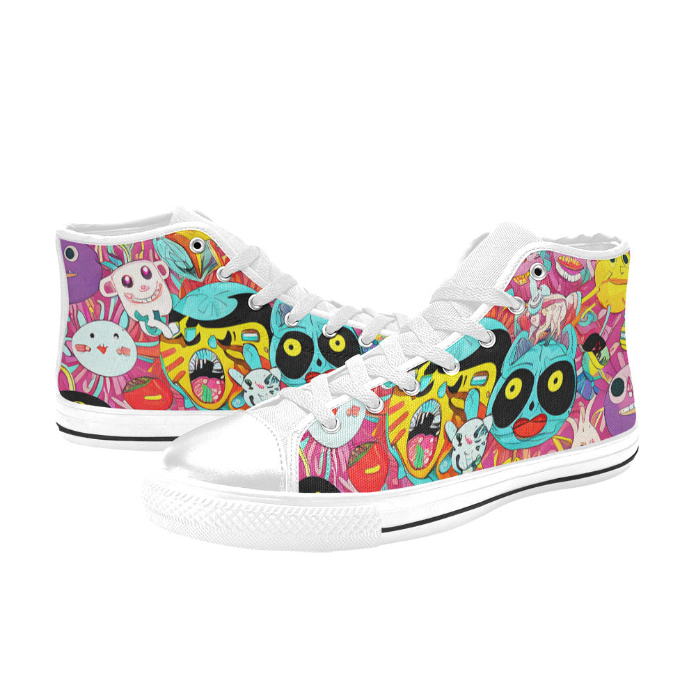WOMEN'S Crazy Illustrations 2 High Top Canvas Cottagecore Custom Shoes