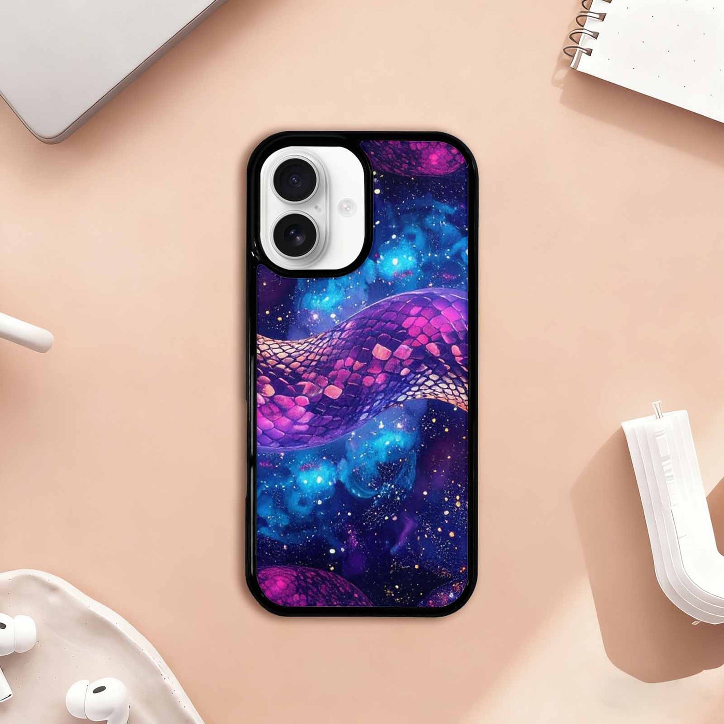 iPhone 17 Case — Galaxy Snake Print Galaxy Space, Custom Printed Phone Case