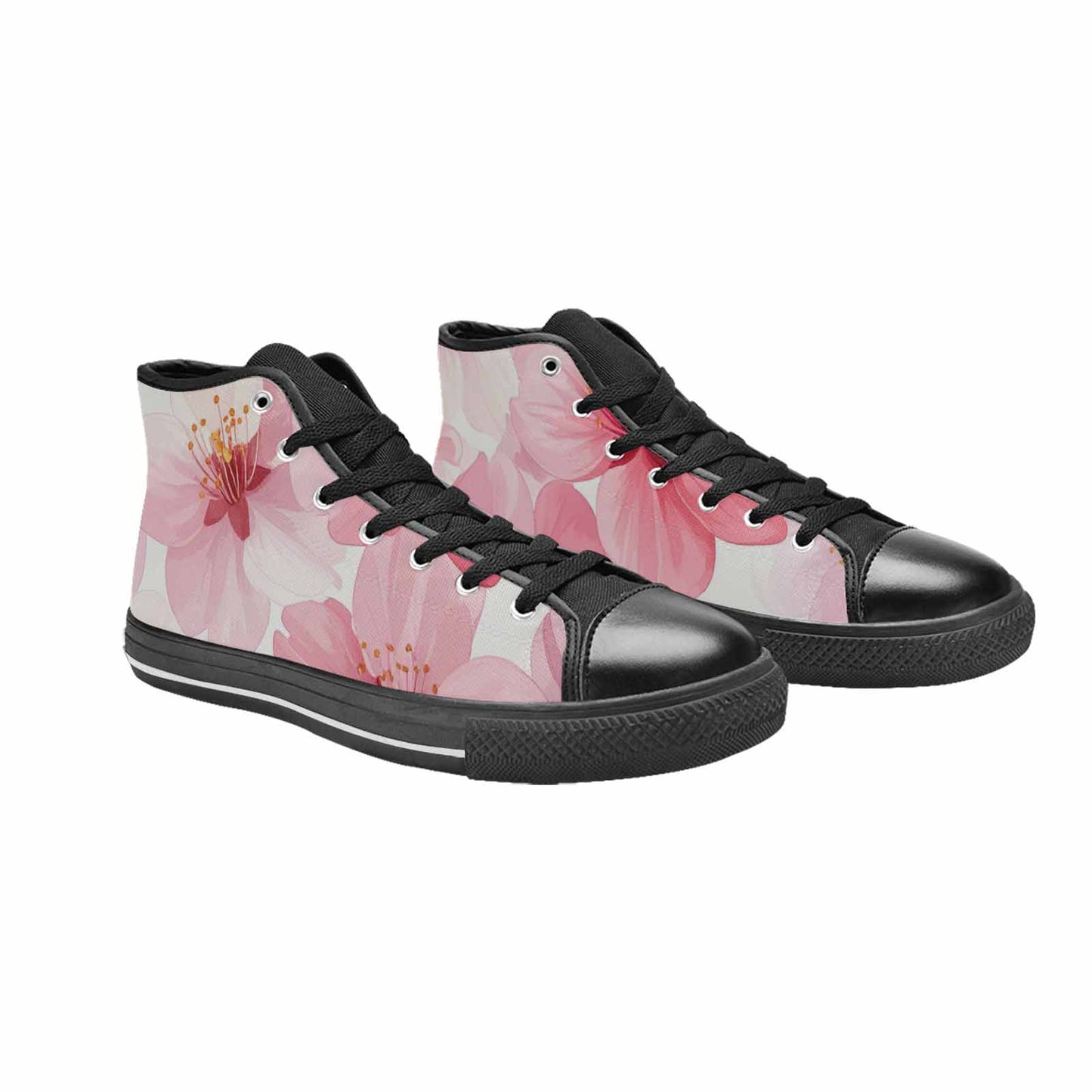 MEN'S Japanese Cherry Blossom High Top Canvas Dark Academia Custom Shoes