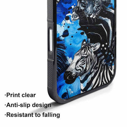 iPhone 17 Air Case — Animal Print Black Blue Ink Animal, Customized Protective Case