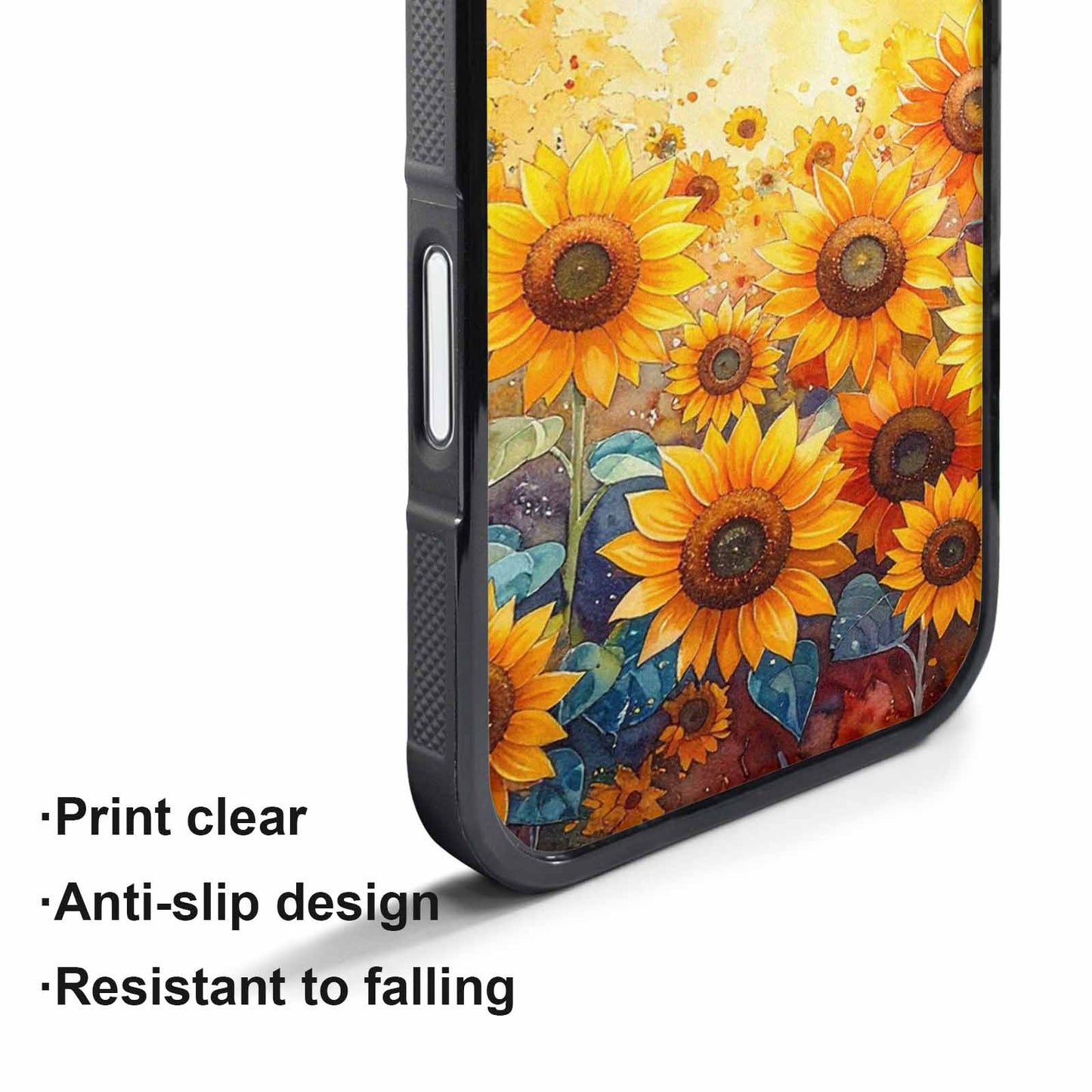 iPhone 17 Pro Max Case — Full Color Vibrant Sunflower Floral, Custom Print Case Cover