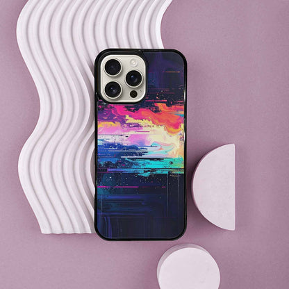 iPhone 16 Pro Max Case — Glitch Dark Art Seamless Pattern Vibrant, Custom Art Phone Cover