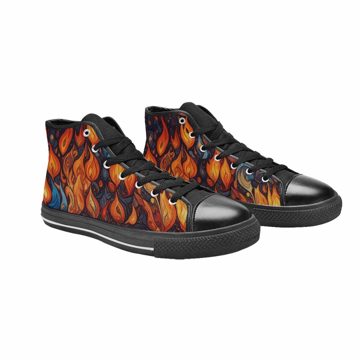 MEN'S Fire Flame High Top Canvas Vivid Custom Shoes