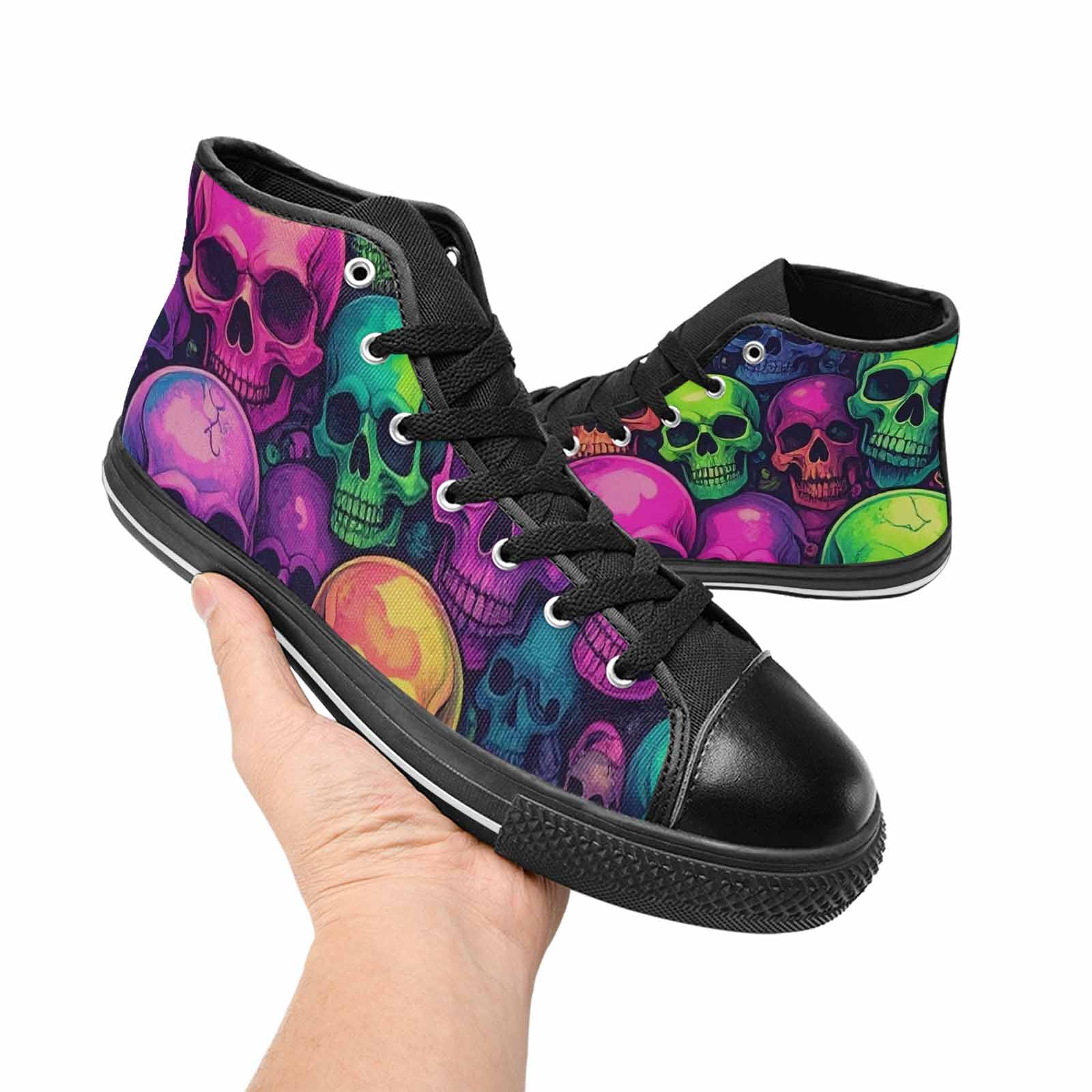 MEN'S Skulls - Neon High Top Canvas Dreamcore Custom Sneakers