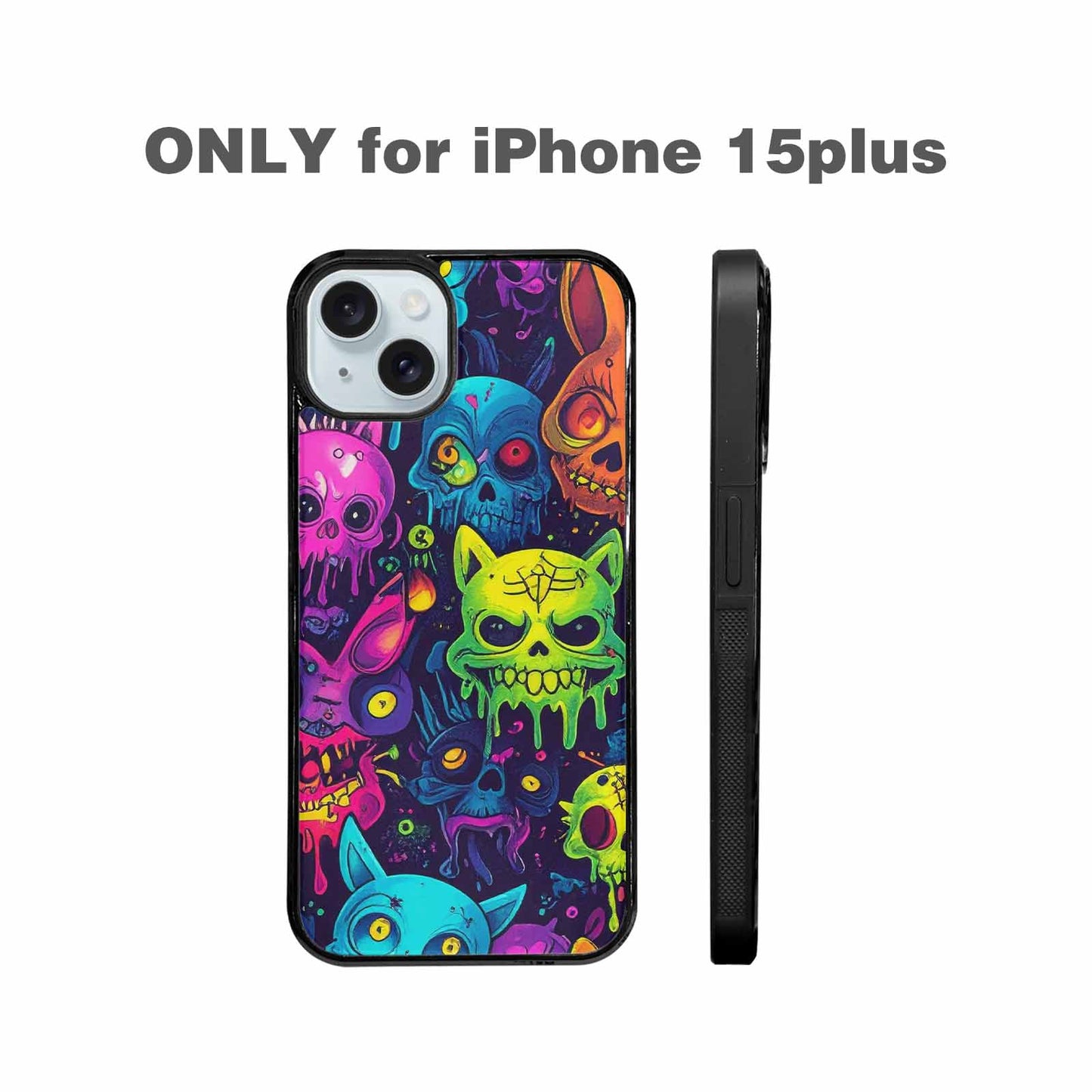 iPhone 15 Plus Case — Mixed Toxic Glow Creature Pattern Hundreds, Personalized Phone Case