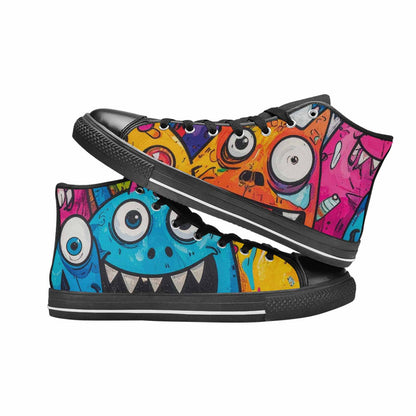 WOMEN'S Goofy Cartoon Monster High Top Canvas Grunge Custom Sneakers