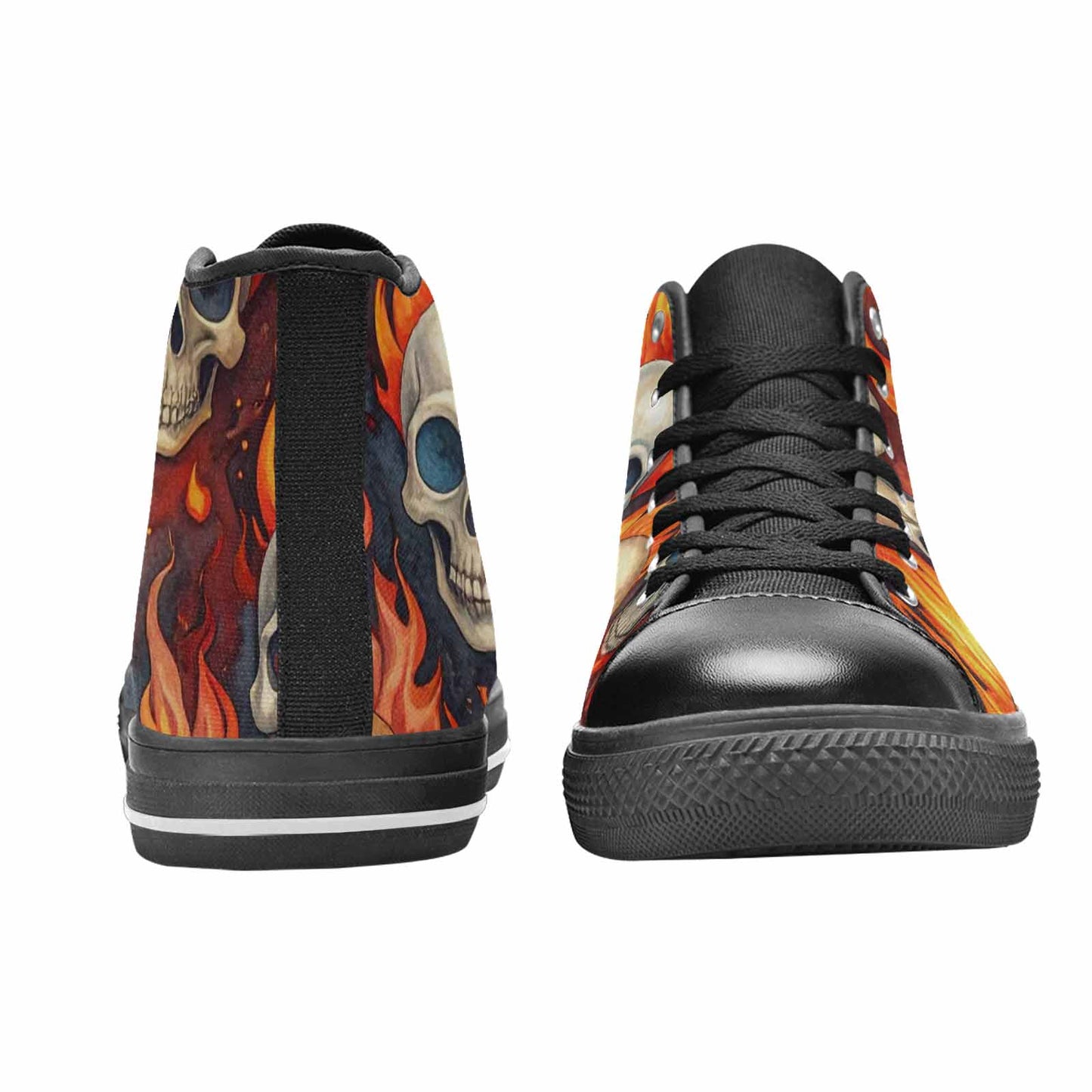 WOMEN'S Skulls - Flaming High Top Canvas Surreal Sneakers