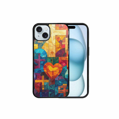 iPhone 15 Plus Case — Faith Cross And Faith Icons Pattern, Personalized Phone Case