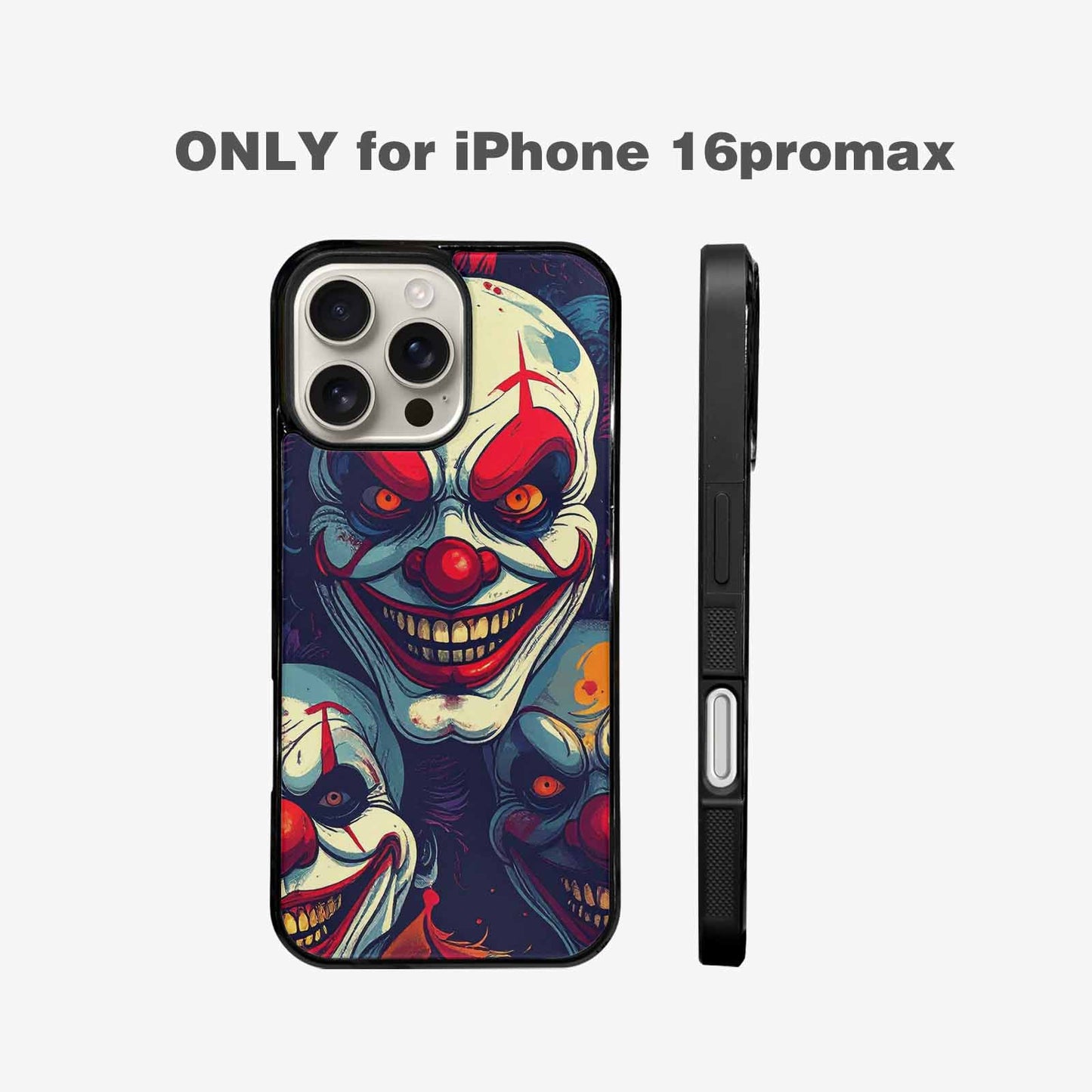 iPhone 16 Pro Max Case — Evil Clown Cartoon, Custom Print Case Cover