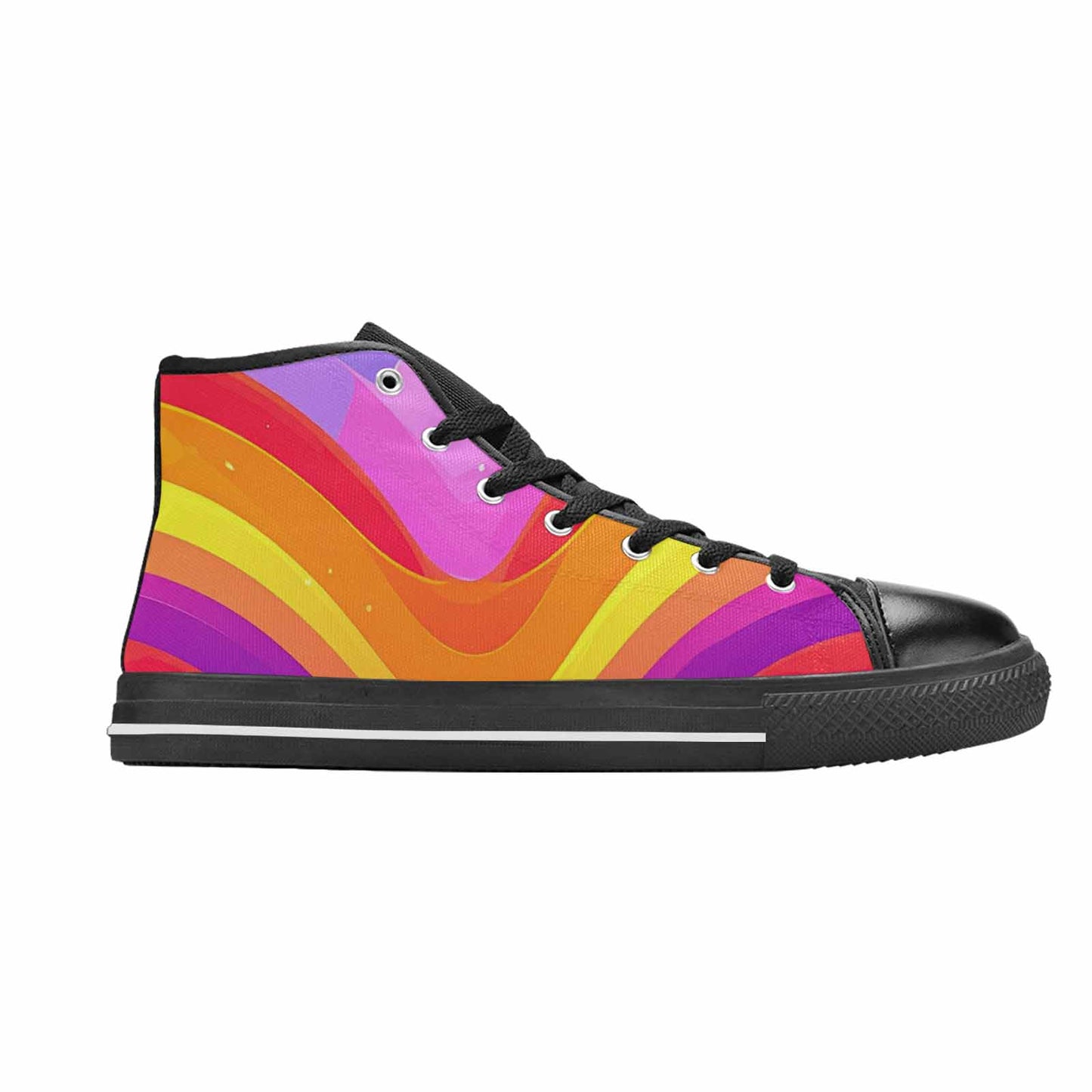 WOMEN'S Rainbow Pride High Top Canvas Vibrant Chaos Custom Sneakers