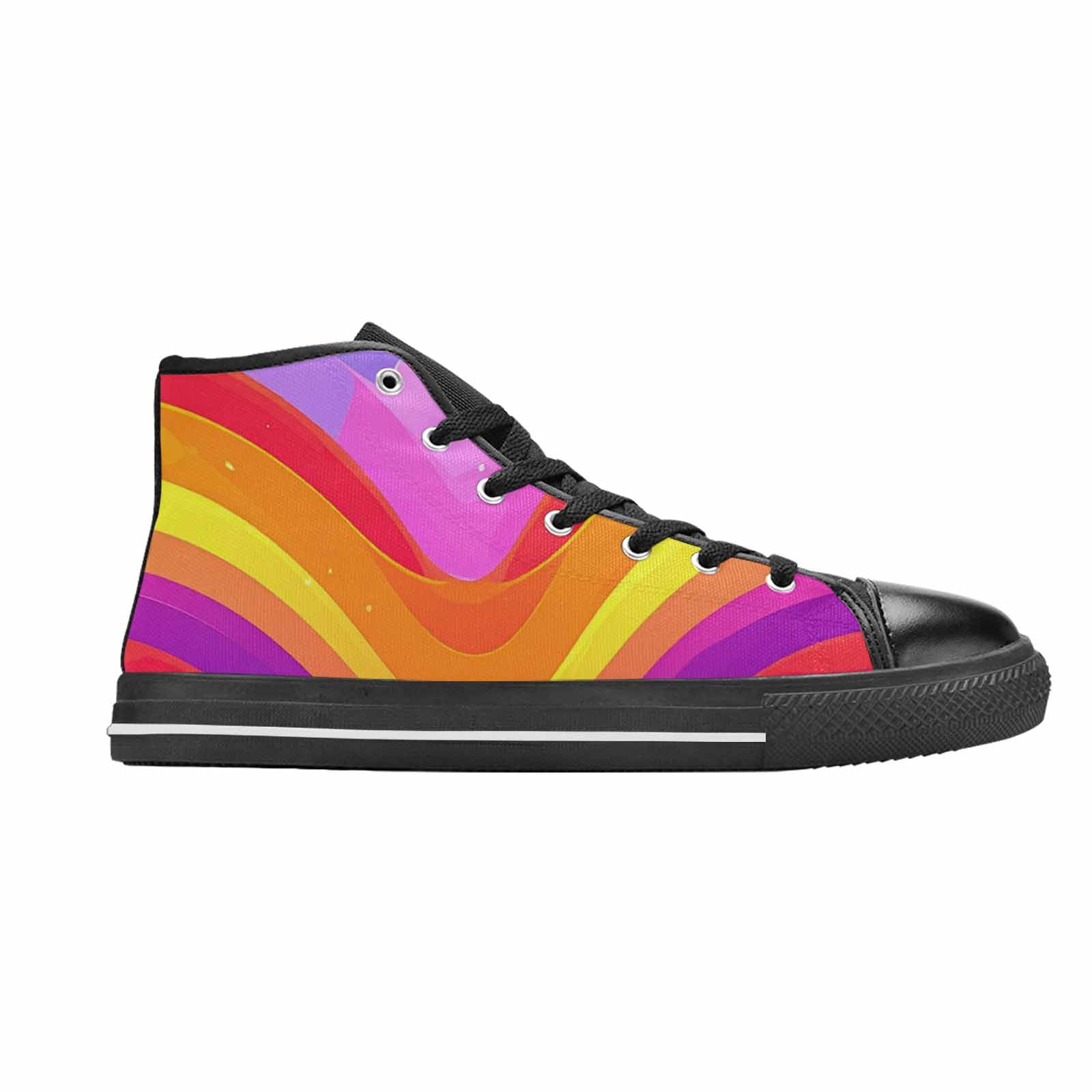WOMEN'S Rainbow Pride High Top Canvas Vibrant Chaos Custom Sneakers
