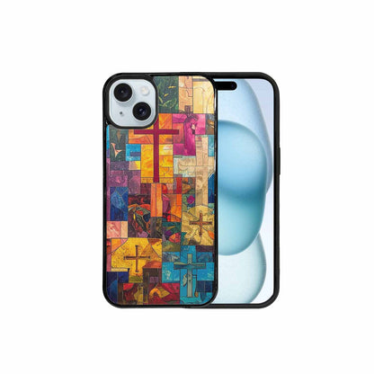 iPhone 15 Plus Case — Faith Cross And Faith Icons Pattern, Custom Made Phone Cover