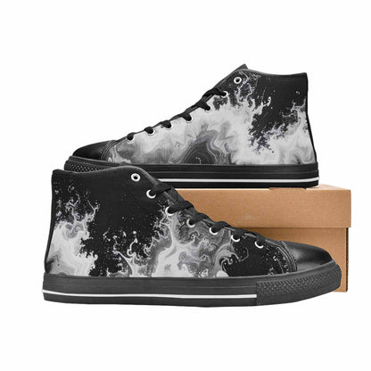 WOMEN'S Tie Dye Acid Wash Black White High Top Canvas Dreamcore Custom Sneakers