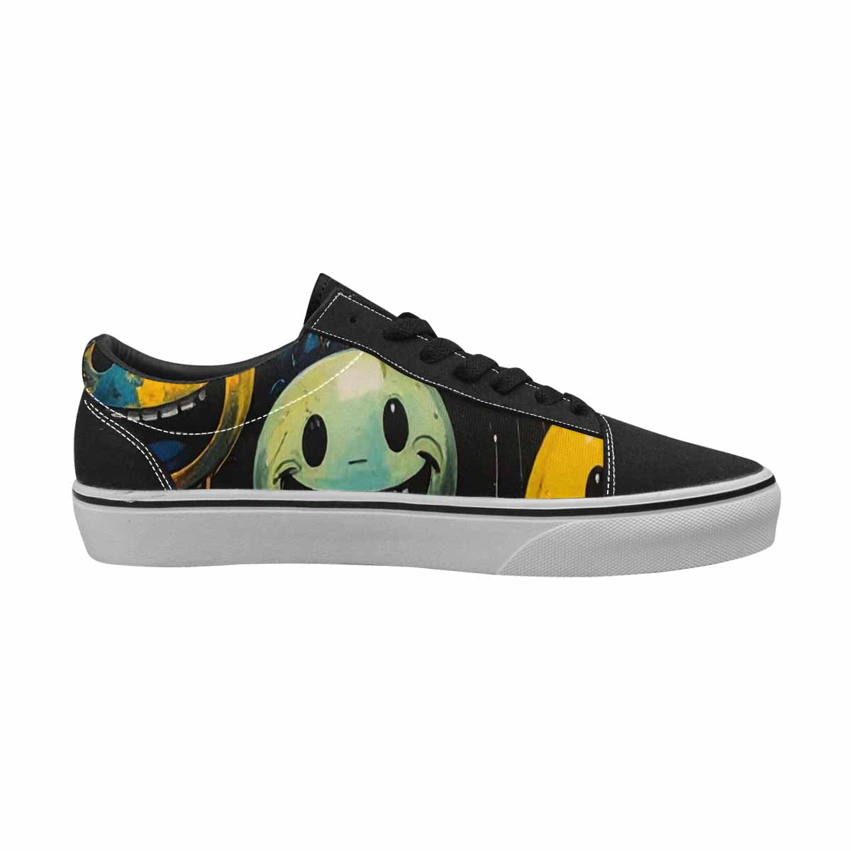 WOMEN'S Melting Moon Smiley Lace-Up Canvas Cottagecore Sneakers