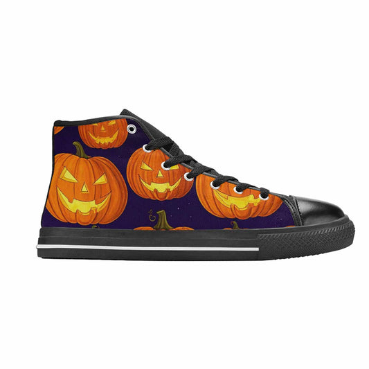 WOMEN'S Halloween Jackolantern Purple Sky High Top Canvas Surreal Custom Shoes