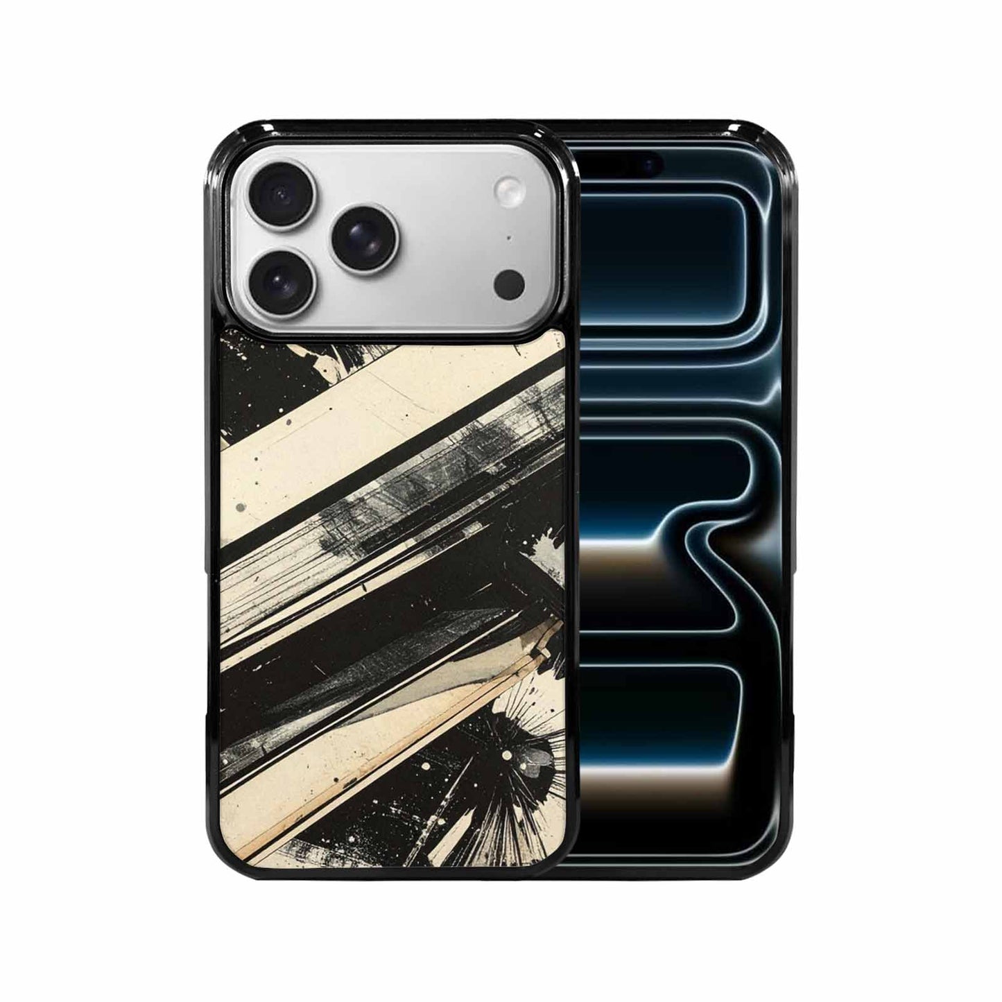 iPhone 17 Pro Max Case — Black And White Solid Retro Vintage, Custom Made Phone Cover