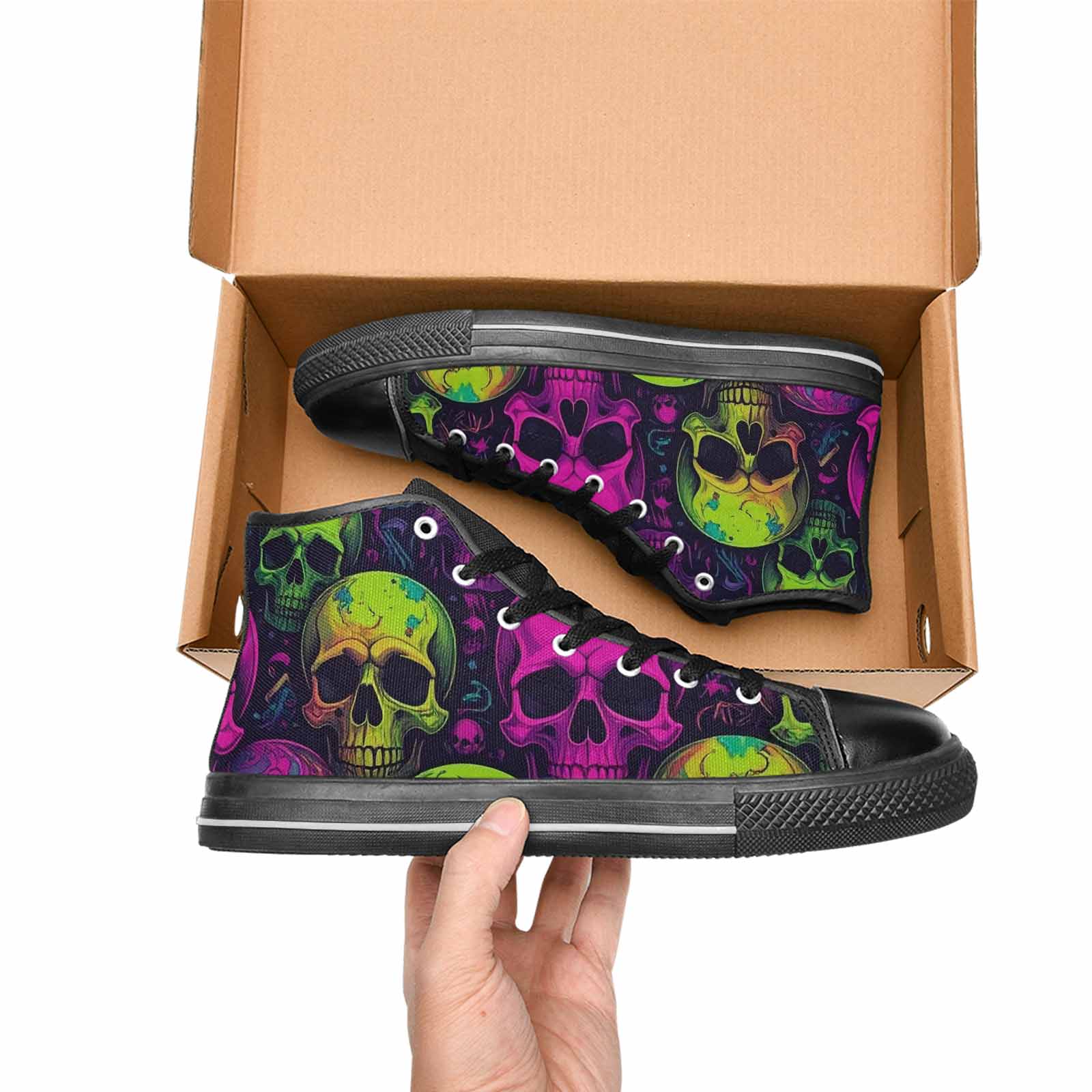 MEN'S Skulls - Neon High Top Canvas Neon Fantasy Sneakers