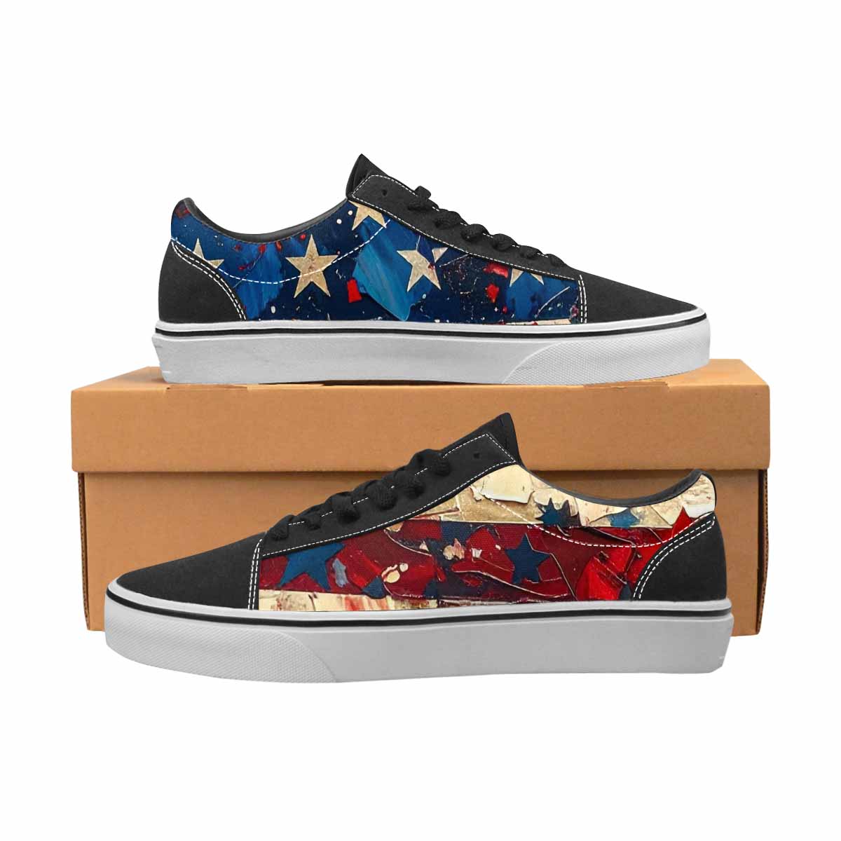 WOMEN'S Patriotic Stars Stripes Lace-Up Canvas Y2K Custom Shoes