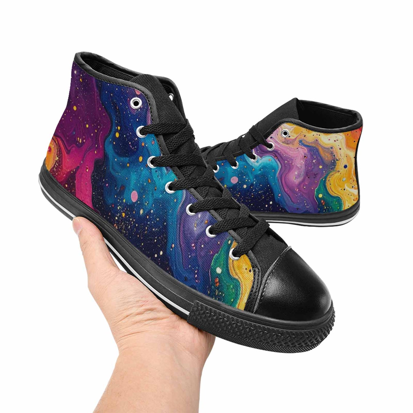 MEN'S Galaxy Art - High Top Canvas Vibrant Chaos Custom Shoes