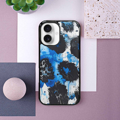 iPhone 16 Case — Animal Print Black Blue Ink Animal, Custom Made Phone Cover