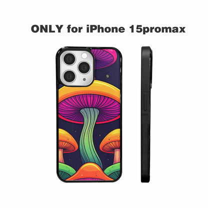 iPhone 15 Pro Max Case — Psychedelic Mushroom Cartoon Pattern, Custom Designed Case Cover