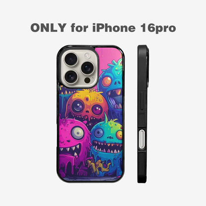 iPhone 16 Pro Case — Overlapping Endlessly No Empty Space Monsters, Custom Phone Case