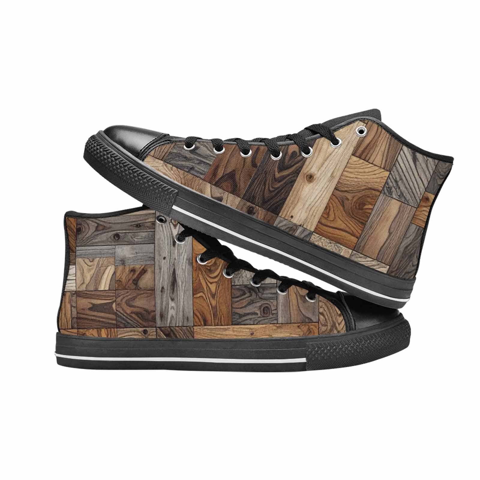 WOMEN'S Wood Grain Texture High Top Canvas Wallpaper Art Custom Sneakers