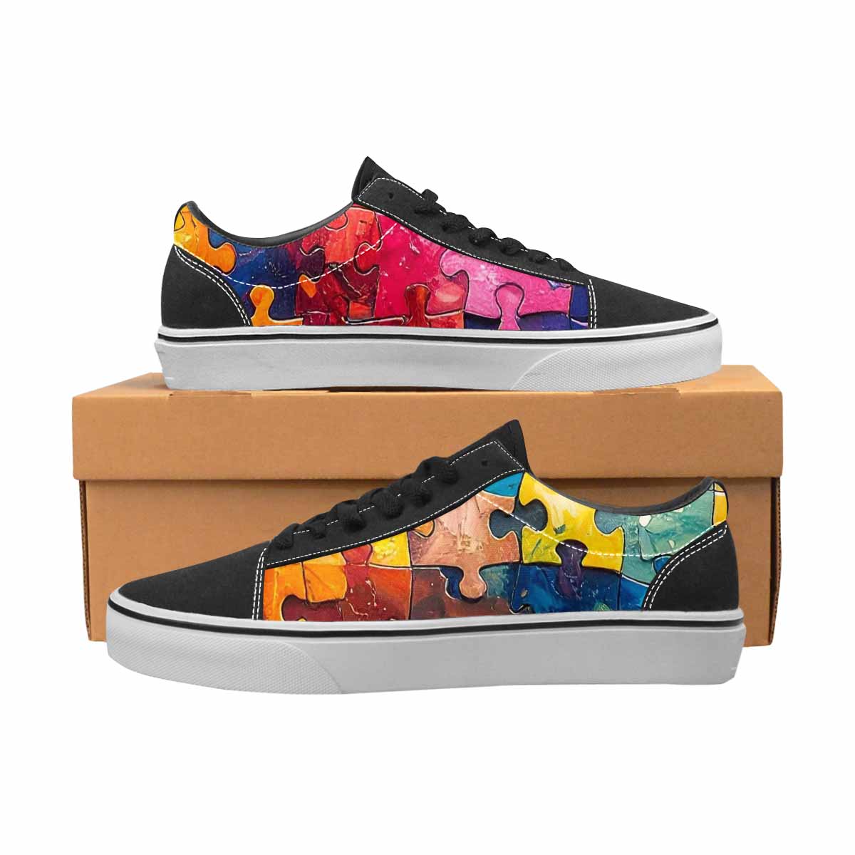 WOMEN'S Autism Puzzle Pieces Lace-Up Canvas Y2K Custom Shoes
