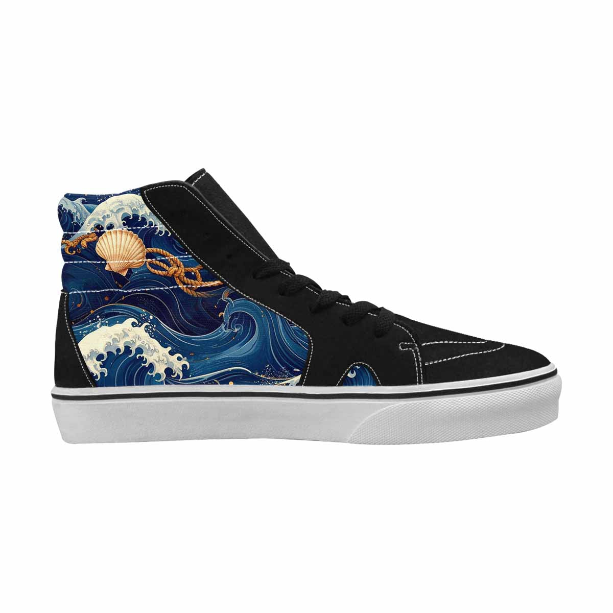 WOMEN'S Ocean Wave High Top Canvas Wallpaper Art Custom Sneakers