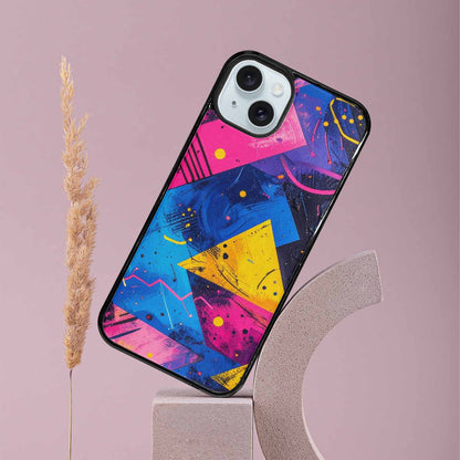 iPhone 15 Plus Case — Memphis Squiggles Triangles Dots, Customized Protective Case