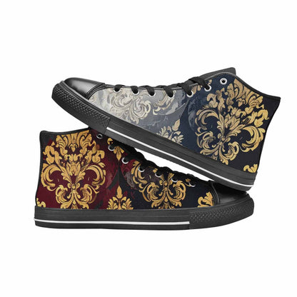 WOMEN'S Damask Ornamental Wallpaper High Top Canvas Grunge Custom Shoes