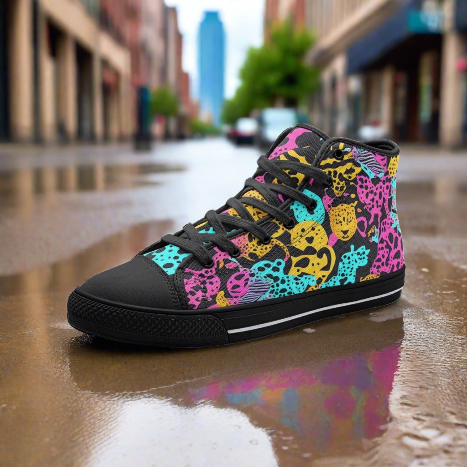 Koi Blue Gold Vivid Bold Art - Freaky Shoes | Custom Art Sneakers