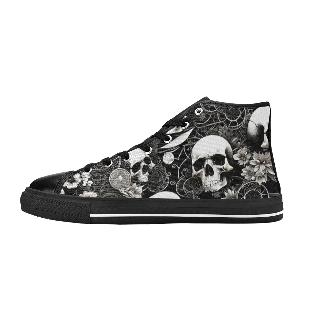 WOMEN'S Skulls Love High Top Canvas Dark Academia Sneakers