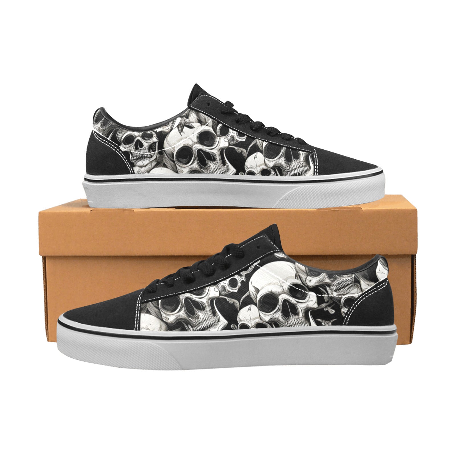 WOMEN'S Skulls Mania Low Top Skateboarding Y2K Custom Sneakers