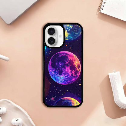 iPhone 17 Case — Neon Winter Moon Cartoon Cute, Custom Print Case Cover