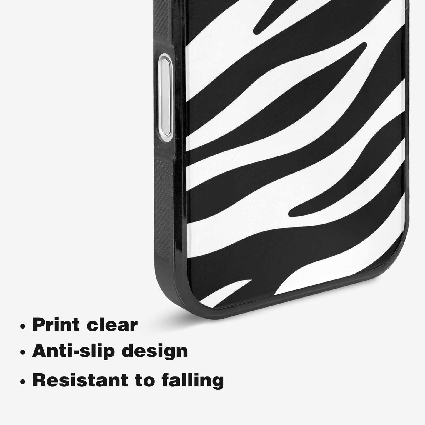 iPhone 16 Plus Case — Zebra Print Black White Custom, Customized Protective Case