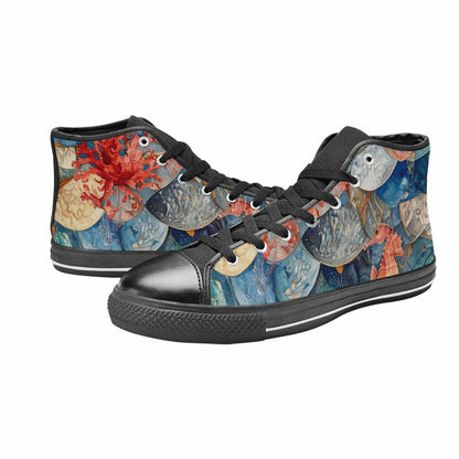 WOMEN'S Fish Scale Coral High Top Canvas Aesthetic Shoes