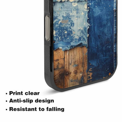 iPhone 16 Pro Case — Denim Distressed Textures Print Edge To, Custom Print Case Cover