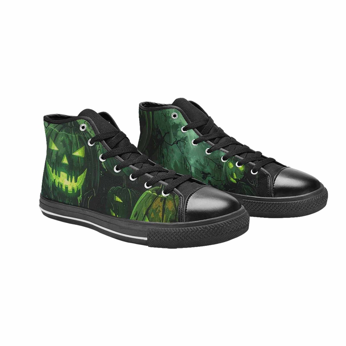 WOMEN'S Halloween Glowing Jackolantern High Top Canvas Wallpaper Art Custom Sneakers