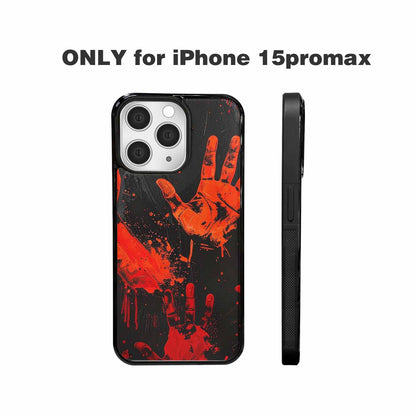 iPhone 15 Pro Max Case — Halloween Splatter Handprint Custom Personalized Phone, Unique Phone Case Design