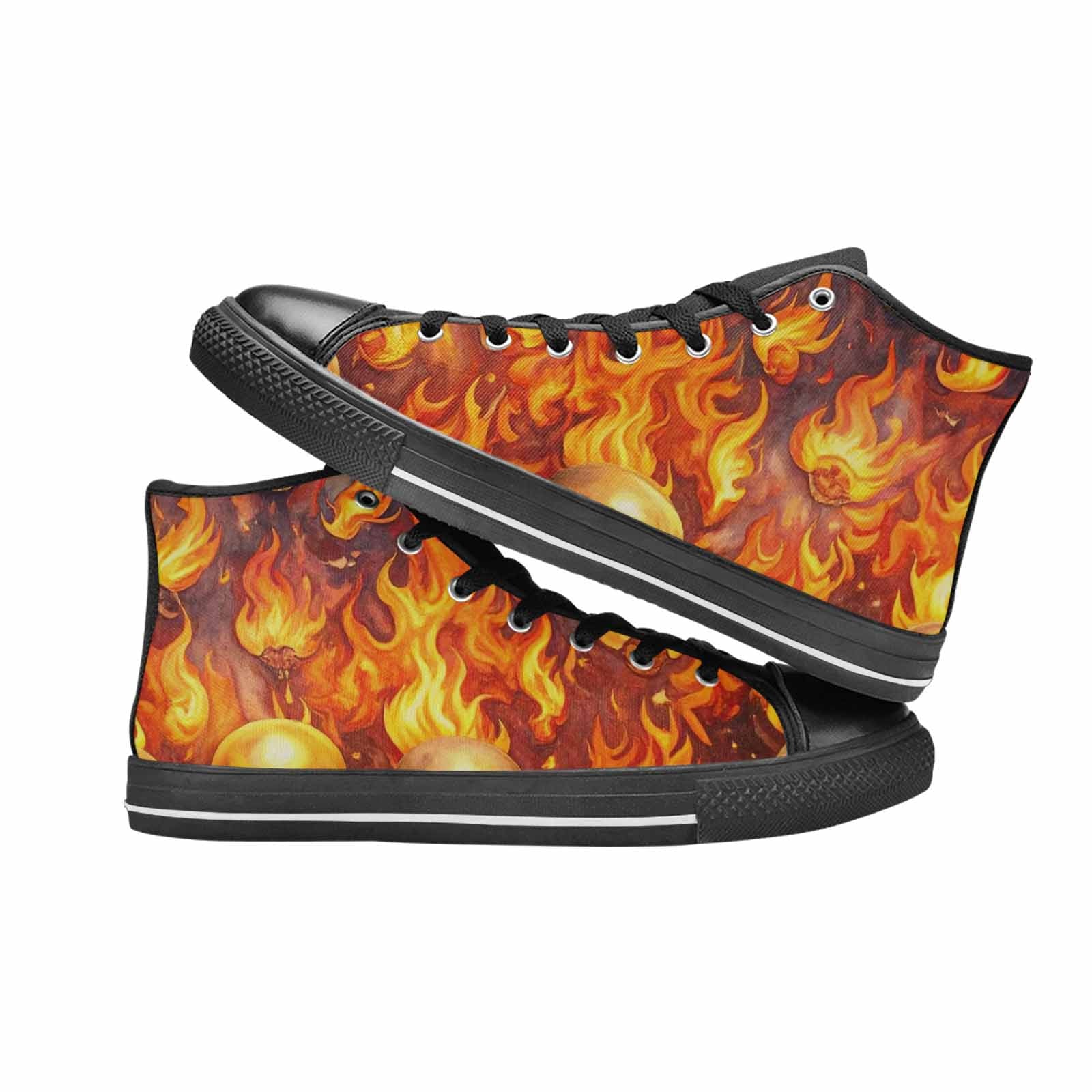 MEN'S Skulls - Flaming High Top Canvas Aesthetic Custom Sneakers
