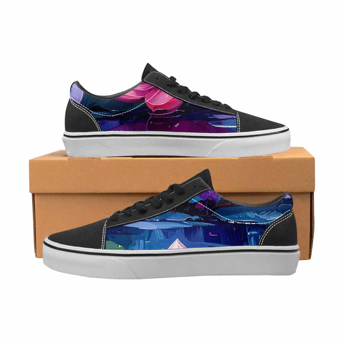 WOMEN'S Monet-Style Impressionist Water Canvas Lace-Up Neon Fantasy Custom Shoes