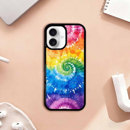 iPhone 17 Case — Tie Dye Spiral Rainbow Tie Dye, Custom Printed Phone Case