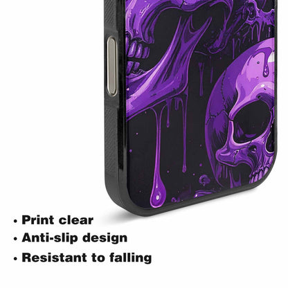 iPhone 16 Pro Case — Monochrome Purple Skeletons Neon Drip Melting, Custom Print Case Cover