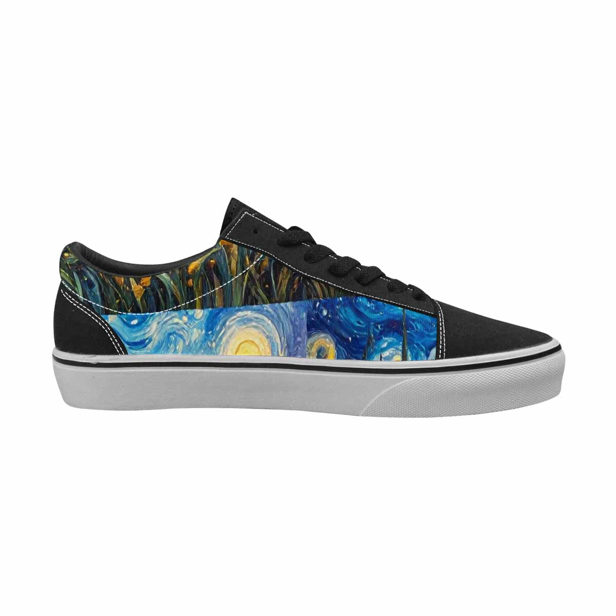 WOMEN'S Van Gogh-Style Swirl Canvas Lace-Up Grunge Custom Sneakers