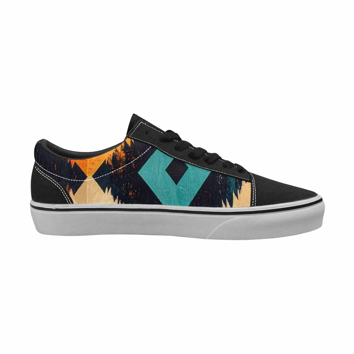WOMEN'S Southwestern Geometric Diamond Canvas Lace-Up Grunge Sneakers
