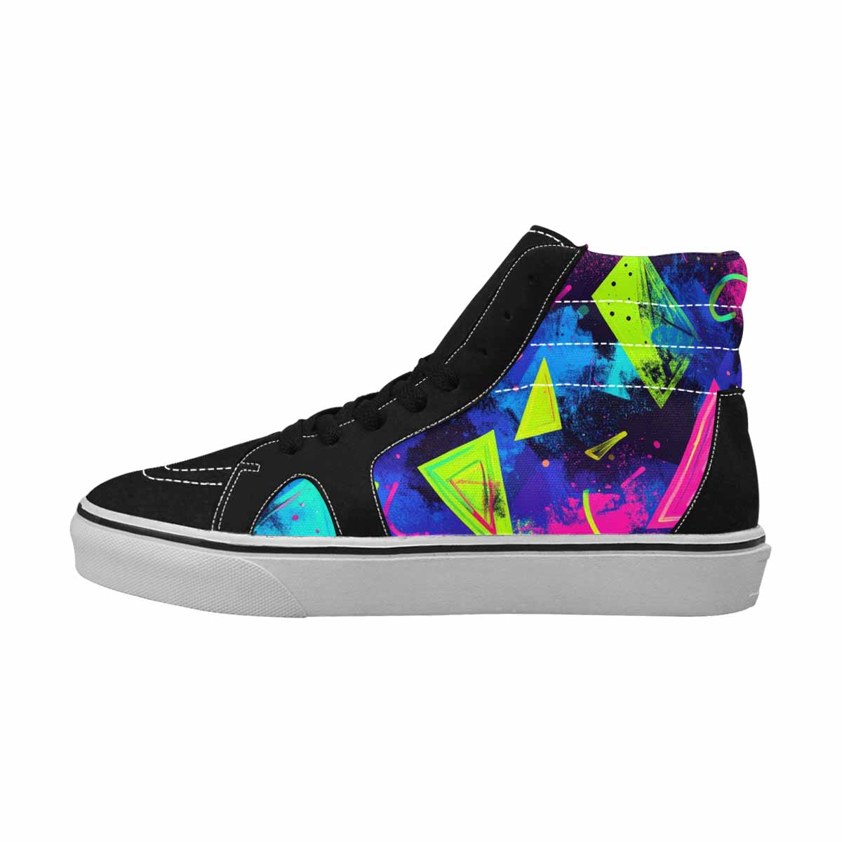 MEN'S Memphis Squiggles Triangles Dots High Top Canvas Neon Fantasy Custom Sneakers