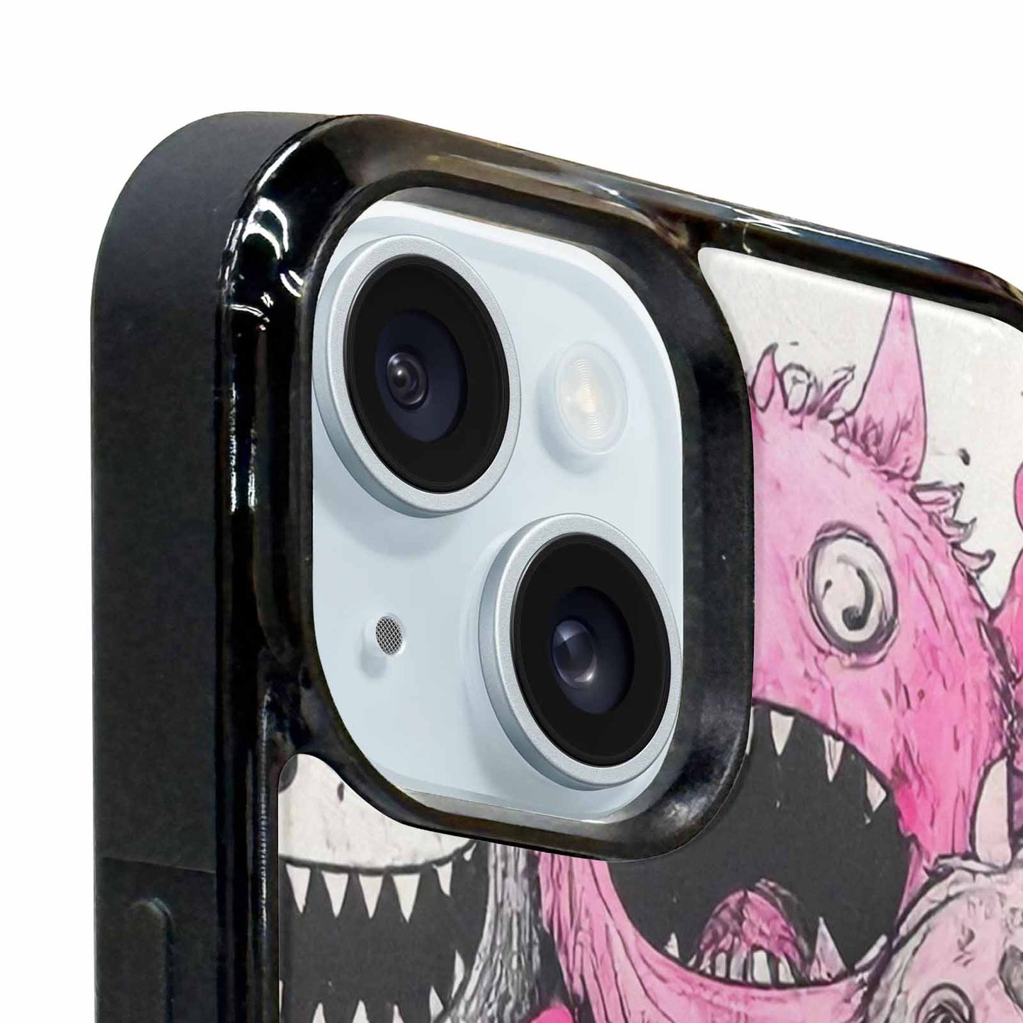 iPhone 15 Plus Case — Monsters General Black Pink Ink Cartoon, Original Design Phone Case