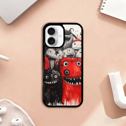 iPhone 17 Case — Black &amp; Red Ink Cartoon Cute, Original Design Phone Case